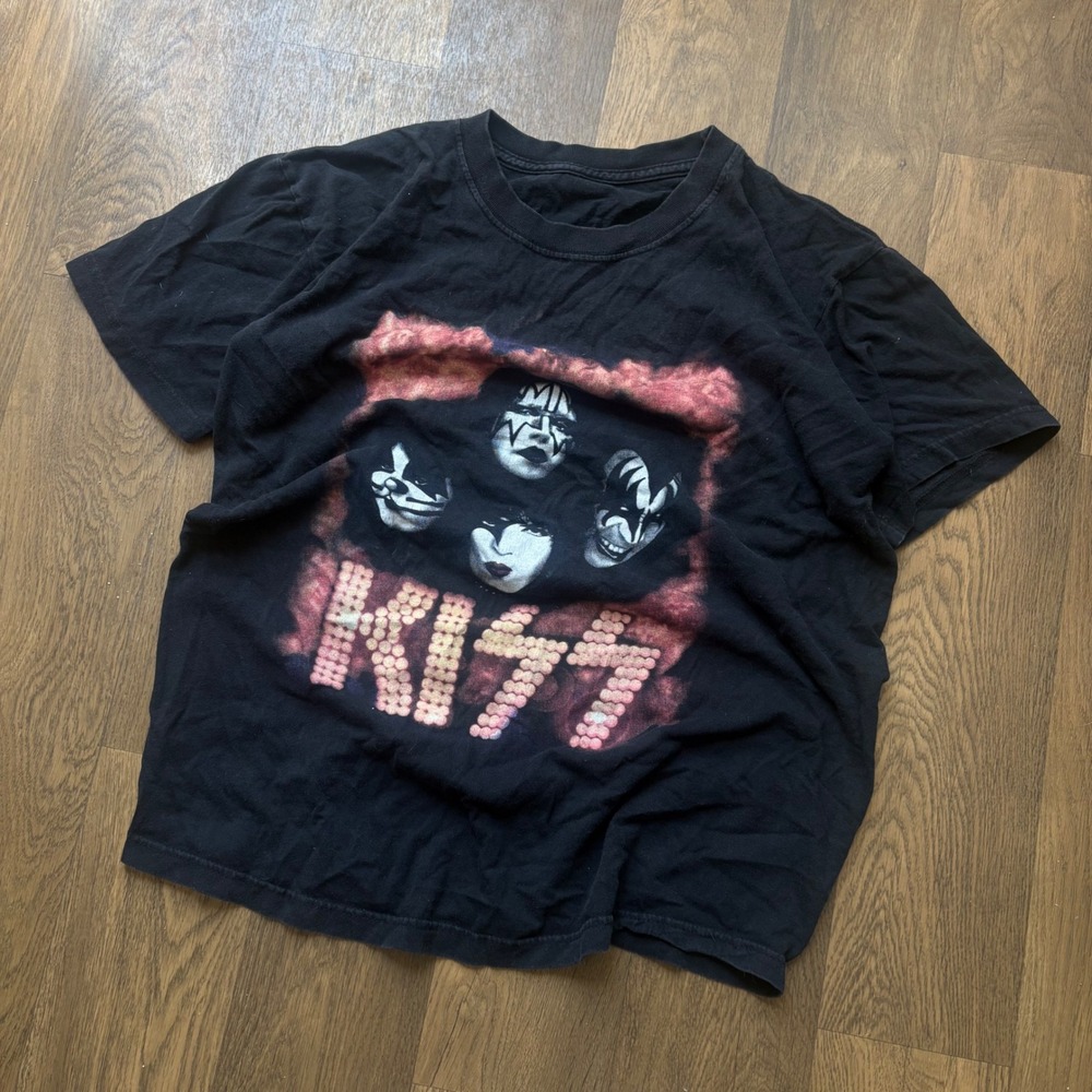 Vintage Y2K 2000 KISS Farewell Tour Double Sided Black Graphic Band T Shirt